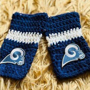 Los Angeles Rams Finger-less Wrist Warmers Handmade Size Teen-Adult